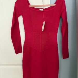 Abercrombie & Fitch Vibrant Pink Long Sleeve Dress
